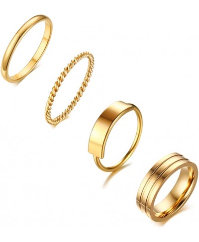 Dainty Gold Stacking Rings Set for Women Stainless Steel Stackable Knuckle Midi Simple Band Rings for Teen Girls $18.06 Bands