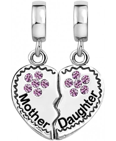 Mother Love Daughter Clover Heart Dangle Birthday Birthstone Charms for Bracelets Month Mom Son Girl Boy Gifts $10.75 Charms ...