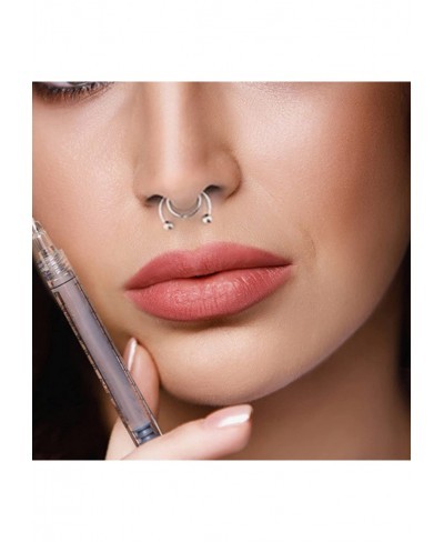 Nose Rings Fake Nose Ring Septum Nose Ring Piercing Jewelry Gift for Men Women 6Pcs Nose Studs Two Beads Cool Unisex Stainles...