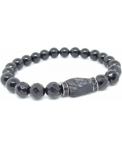 Handmade Natural Stone Black Tourmaline & Black Onyx Beaded Bracelet Men's Women's $17.68 Strand