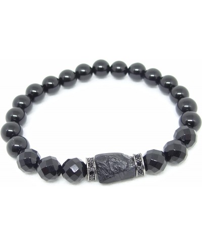 Handmade Natural Stone Black Tourmaline & Black Onyx Beaded Bracelet Men's Women's $17.68 Strand