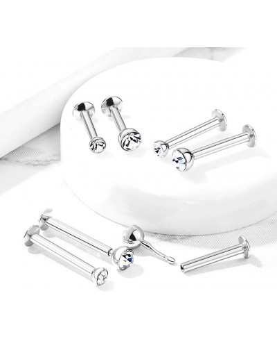 Push In Press Fit Jeweled Ball Top 316L Surgical Steel Threadless Labret Monroe Flat Back Stud (Sold Per Piece) $9.18 Piercin...