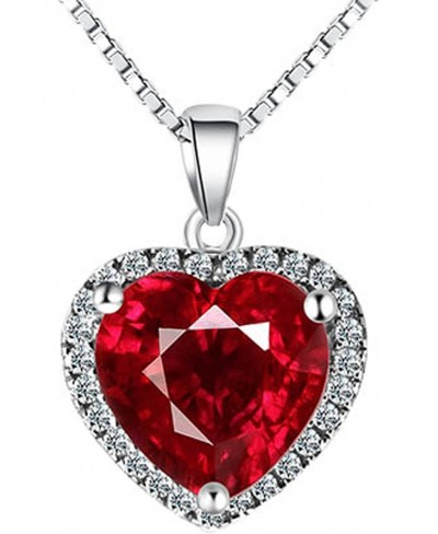 925 Sterling Silver 18k White Gold Plated 3.7ct Heart Ruby or Emerald Necklace Pendant 16 $37.03 Pendant Necklaces