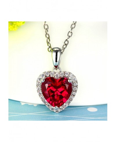 925 Sterling Silver 18k White Gold Plated 3.7ct Heart Ruby or Emerald Necklace Pendant 16 $37.03 Pendant Necklaces