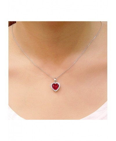 925 Sterling Silver 18k White Gold Plated 3.7ct Heart Ruby or Emerald Necklace Pendant 16 $37.03 Pendant Necklaces