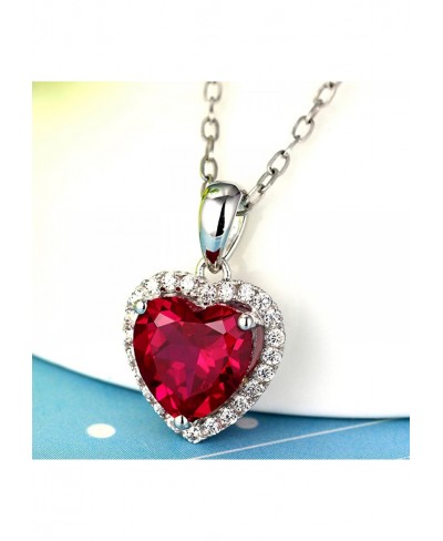 925 Sterling Silver 18k White Gold Plated 3.7ct Heart Ruby or Emerald Necklace Pendant 16 $37.03 Pendant Necklaces