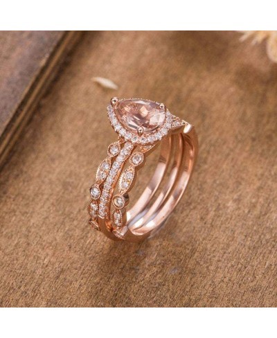 3Pcs/Set Women Ring Cute Pear Shaped Stackable Rings Wedding Party Jewelry Gift Rose Gold US 10 $7.89 Wedding Bands