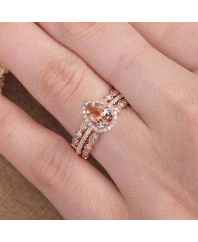 3Pcs/Set Women Ring Cute Pear Shaped Stackable Rings Wedding Party Jewelry Gift Rose Gold US 10 $7.89 Wedding Bands