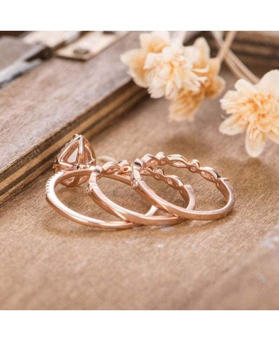 3Pcs/Set Women Ring Cute Pear Shaped Stackable Rings Wedding Party Jewelry Gift Rose Gold US 10 $7.89 Wedding Bands