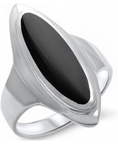Simulated Black Onyx .925 Sterling Silver Ring Sizes 5-12 $17.38 Statement