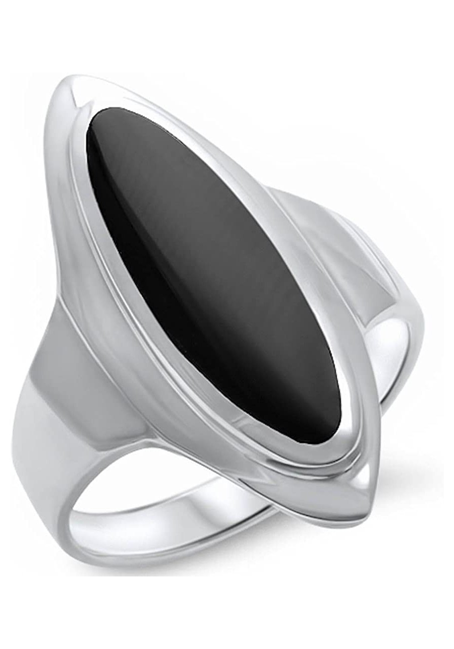 Simulated Black Onyx .925 Sterling Silver Ring Sizes 5-12 $17.38 Statement