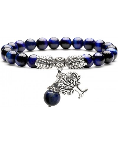 8MM Purple Amethyst Natural Gemstone Tree of Life Lucky Charm Stretch Bracelet $16.34 Stretch
