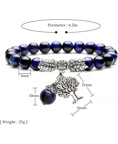 8MM Purple Amethyst Natural Gemstone Tree of Life Lucky Charm Stretch Bracelet $16.34 Stretch