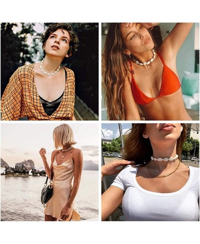 Shell Choker Necklaces for Women Handmade Summer Necklace Bracelet Set Adjustable Girls Shell Necklace Choker for Men $18.06 ...