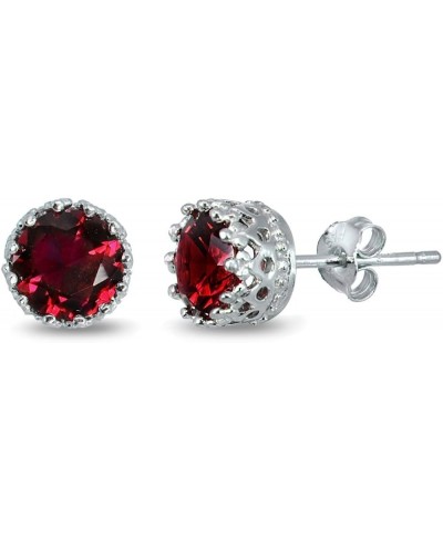 Sterling Silver 6mm Created Ruby Crown Stud Earrings $20.85 Stud