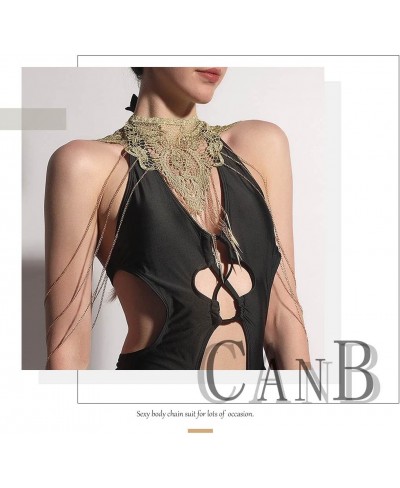 Gold Body Chain Necklace Lace Body Harness Layered Crossover Festival Body Jewelry for Women and Girls (A) $12.72 Body Chains