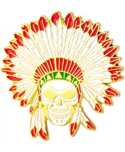 Native American Indian Headdress Skull Enamel Lapel Pin $10.31 Brooches & Pins