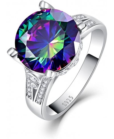 925 Sterling Silver Rainbow Topaz Round Brilliant Cut CZ Band Ring Wedding Engagement Eternity Ring for Women $14.88 Wedding ...