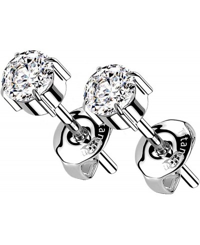 G23 Implant Grade Titanium Prong Set CZ Crystal Stud Earrings Sold as a Pair $20.86 Stud