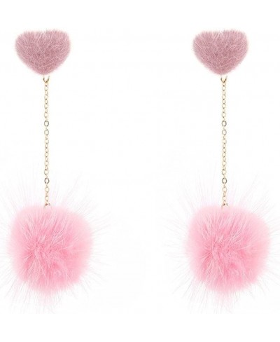 Fashion street pat Fur Pom pom Drop Earrings Dangling Earbob Jewelry For Women Girls (1030 Pink) $7.69 Drop & Dangle