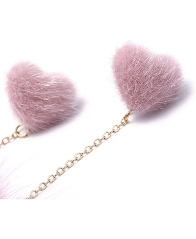 Fashion street pat Fur Pom pom Drop Earrings Dangling Earbob Jewelry For Women Girls (1030 Pink) $7.69 Drop & Dangle