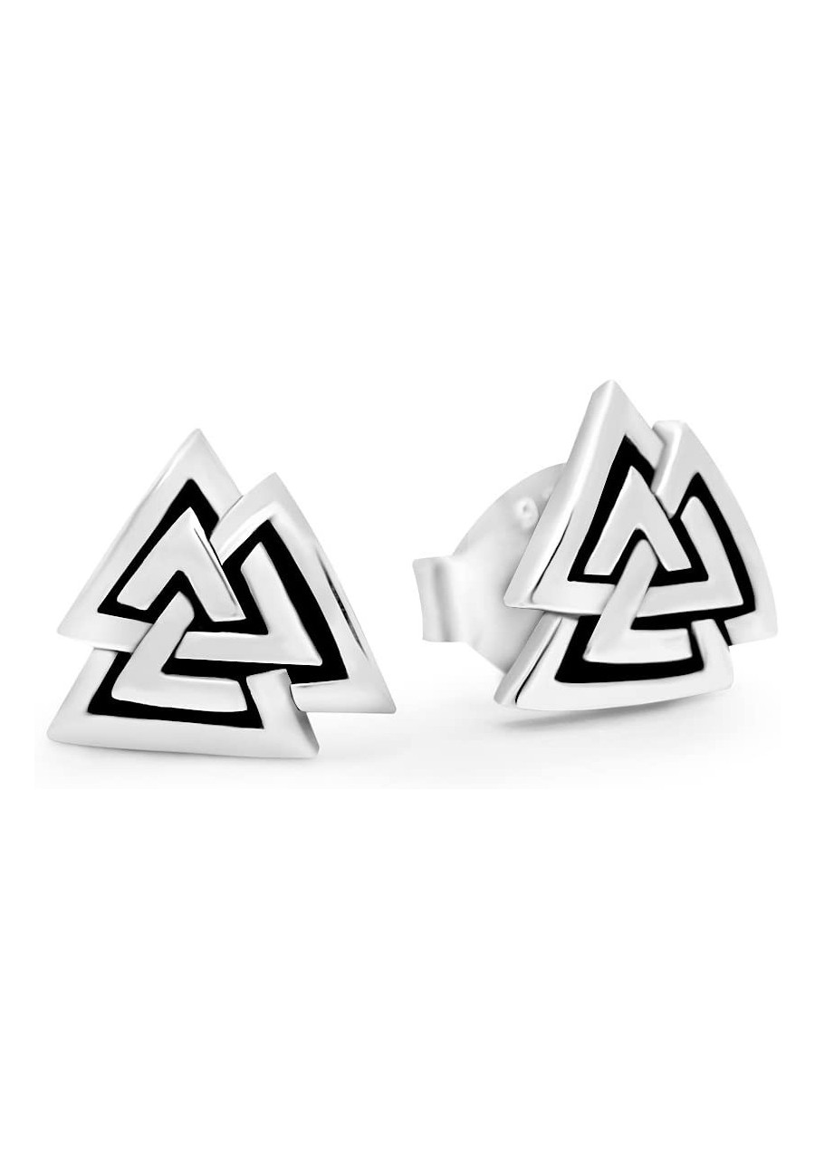 925 Sterling Silver Valknut Viking Knot Norse Runes Odin Stud Earrings $15.84 Stud