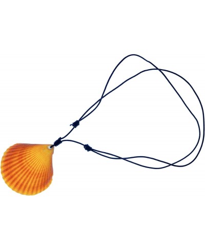 Scallop Real Necklace Shell Clam Beach Sea Orange Boho Leather Chain $27.83 Chains