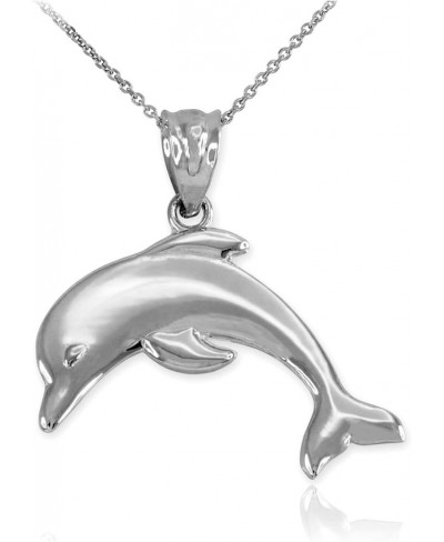 High Polish 925 Sterling Silver Jumping Dolphin Pendant Necklace $24.57 Pendant Necklaces