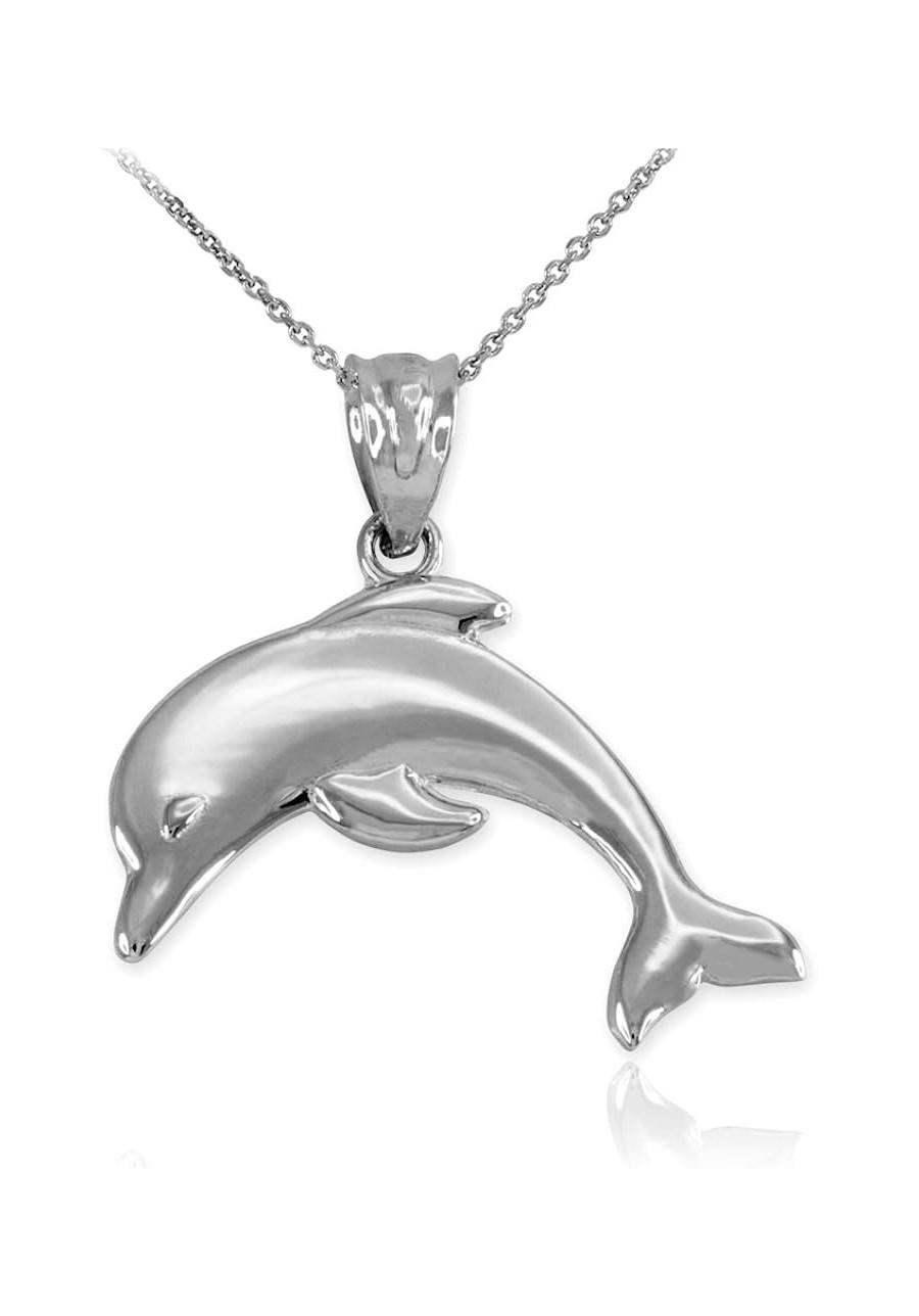 High Polish 925 Sterling Silver Jumping Dolphin Pendant Necklace $24.57 Pendant Necklaces