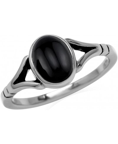 8X6mm Natural Black Onyx 925 Sterling Silver Solitaire Casual Gemstone Ring $16.00 Statement