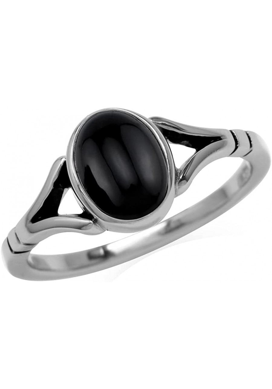 8X6mm Natural Black Onyx 925 Sterling Silver Solitaire Casual Gemstone Ring $16.00 Statement