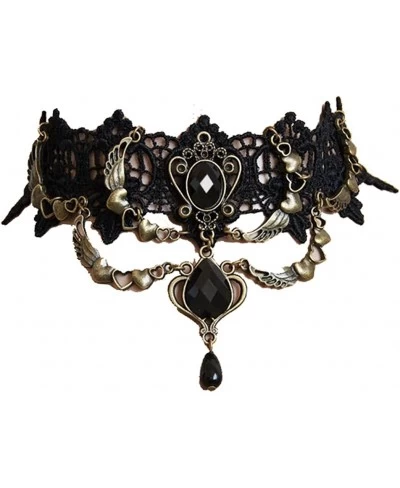 Vintage Gothic Fashion Queen Crown Gemstones Pendant Choker Necklace $11.14 Chokers