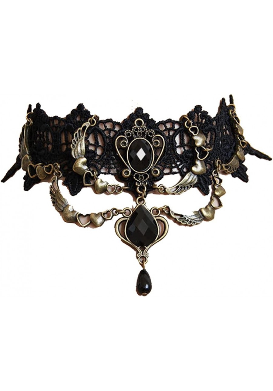 Vintage Gothic Fashion Queen Crown Gemstones Pendant Choker Necklace $11.14 Chokers