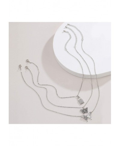 Women Girls Butterfly Lock Pendant Necklace Fashion Choker Necklace Silver $8.42 Chokers