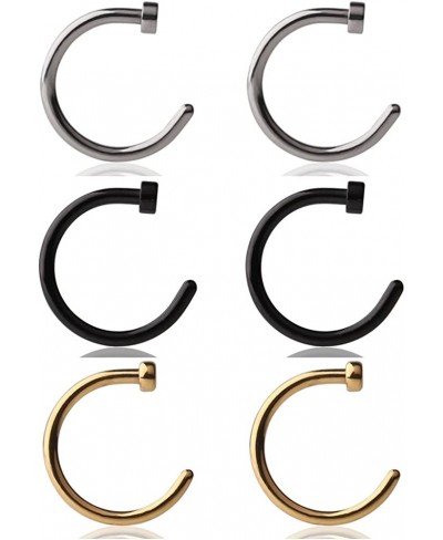 6pcs Stainless Steel Body Jewelry Piercing Earrings Nose Hoop Ring Unisex 18 Gauge 5/16"(8mm)- Mix Color 1 $7.96 Piercing Jew...