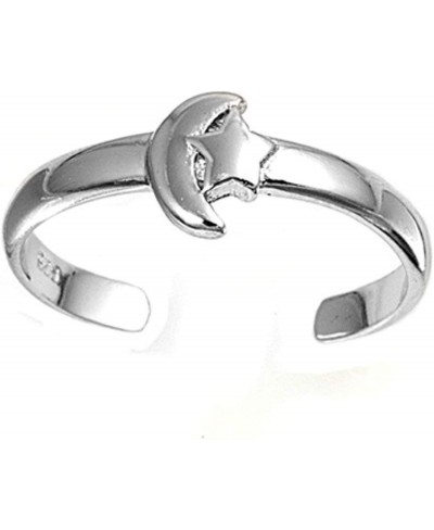 Moon Silver Toe Ring Adjustable 925 Sterling Silver (6mm) $15.26 Toe Rings