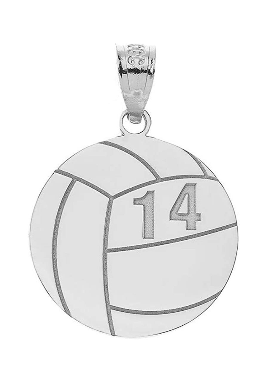 Sports Charm 925 Sterling Silver Customized Beach Volleyball Pendant with Your Name and Number $56.78 Pendants & Coins