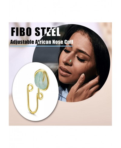 9Pcs African Nose Cuffs Non Piercing Fake Nose Ring for Women 14k Gold Plated Clip On Nose Rings Evil Eye Crystal Butterfly L...