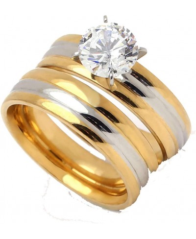 Tabitha Beautiful 2pcs Stainless Steel Engagement Wedding Ring and Band Set $18.88 Bridal Sets