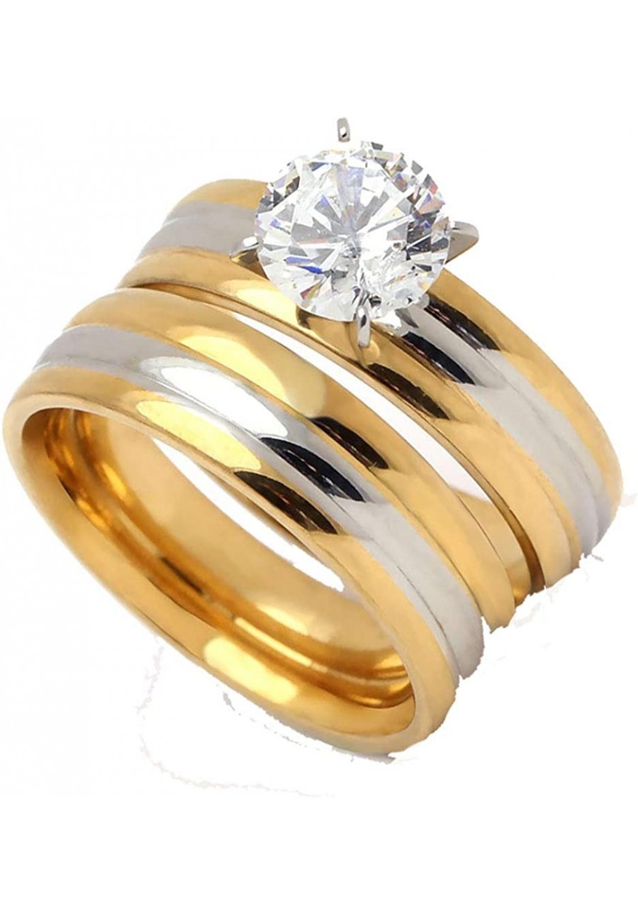 Tabitha Beautiful 2pcs Stainless Steel Engagement Wedding Ring and Band Set $18.88 Bridal Sets