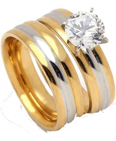 Tabitha Beautiful 2pcs Stainless Steel Engagement Wedding Ring and Band Set $18.88 Bridal Sets