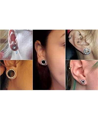 Unisex Women and Men 2pcs Hollow Gold/Sliver/Black Color Stainless Steel with Zircon Screw Ear Plugs Tunnels - Ear Expander E...