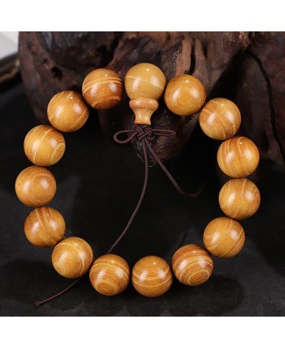 Natural Elegant Gold Color Sandalwood Stretch Bracelet Unisex Hand Jewelry 20mm/18mm/15mm Wood Bead Bracelet Prayer Beads Yog...