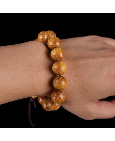 Natural Elegant Gold Color Sandalwood Stretch Bracelet Unisex Hand Jewelry 20mm/18mm/15mm Wood Bead Bracelet Prayer Beads Yog...