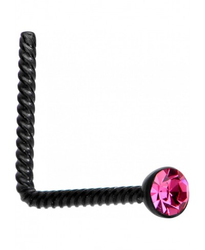 Black IP Steel 2mm Accent Inlay So Twisted L Shaped Nose Ring 20 Gauge 1/4 $12.05 Piercing Jewelry