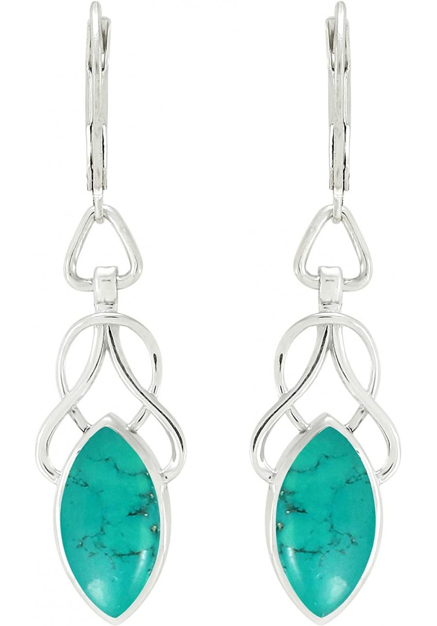 Marquise Shape Natural Moonstone Turquoise Labradorite 925 Sterling Silver Dangle Drop Leverback Earrings $26.52 Drop & Dangle