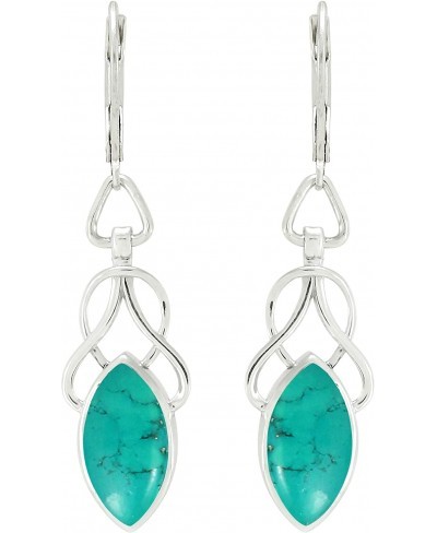 Marquise Shape Natural Moonstone Turquoise Labradorite 925 Sterling Silver Dangle Drop Leverback Earrings $26.52 Drop & Dangle