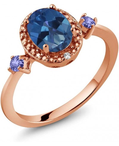 1.47 Ct Blue Mystic Topaz Blue Tanzanite 18K Rose Gold Plated Silver Ring With Accent Diamond $41.59 Engagement Rings