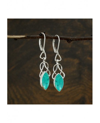 Marquise Shape Natural Moonstone Turquoise Labradorite 925 Sterling Silver Dangle Drop Leverback Earrings $26.52 Drop & Dangle