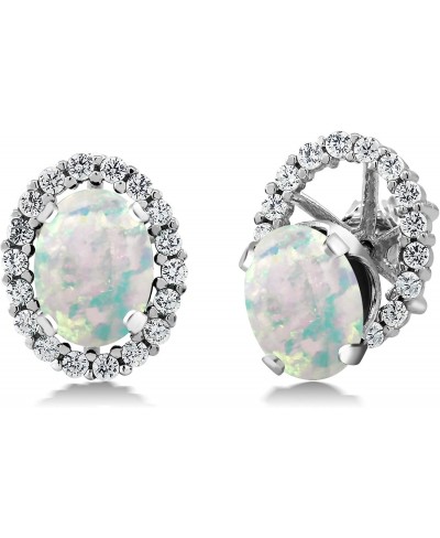 2.62 Ct Oval White Simulated Opal 925 Sterling Silver Stud Earrings with Removable Jackets $41.27 Stud